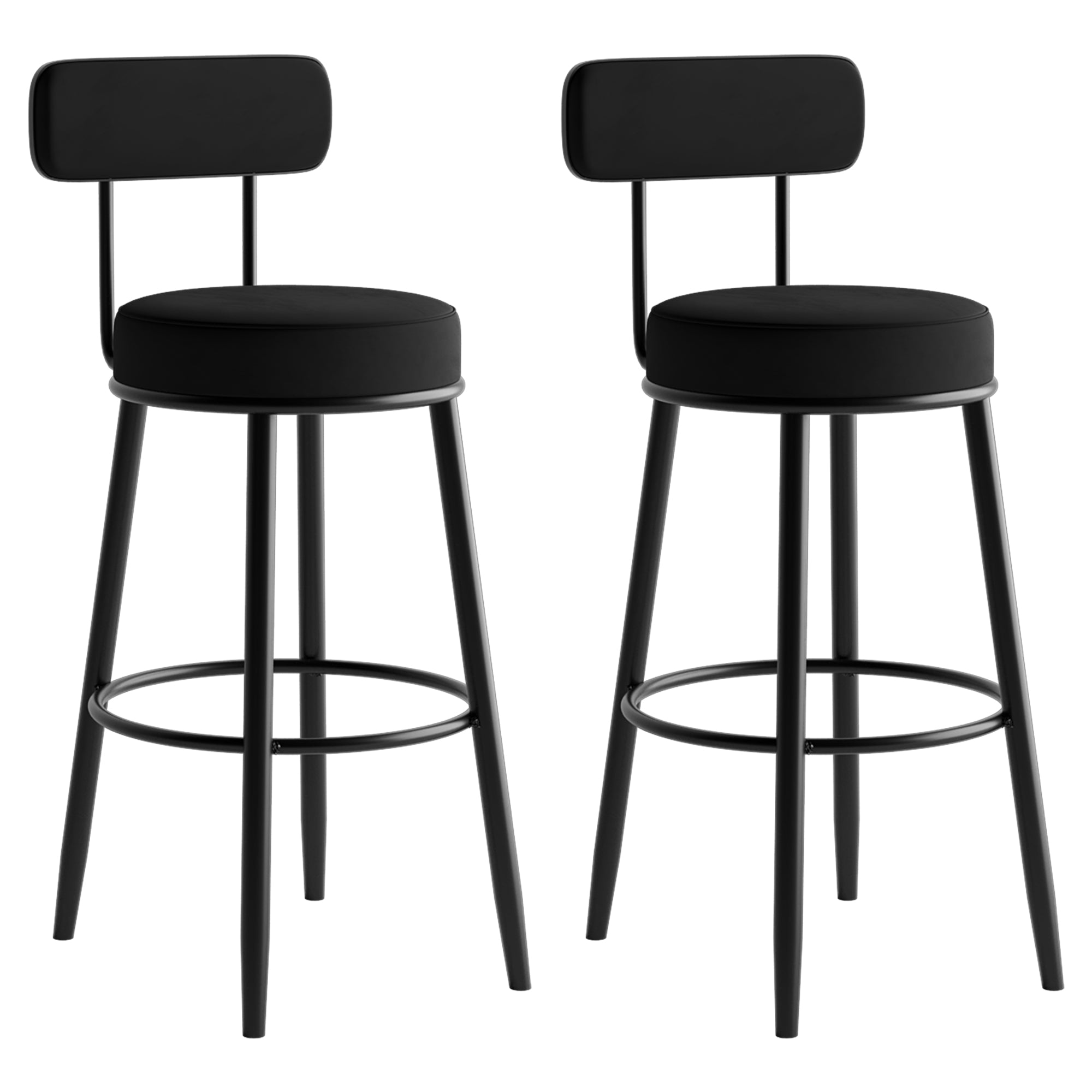 Scandinavian Velvet Footrest Bar Stool Matte Finish Low Back Home Stool
