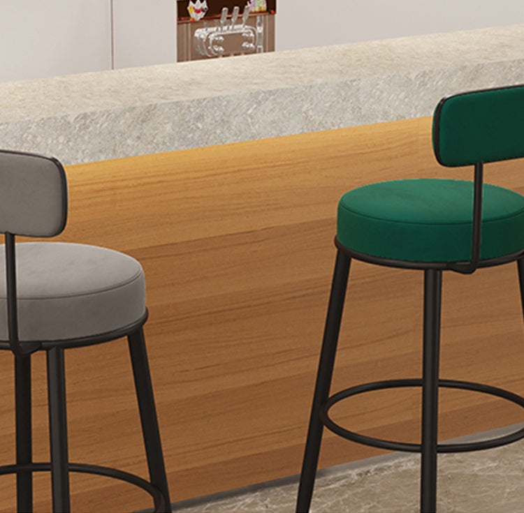 Scandinavian Velvet Footrest Bar Stool Matte Finish Low Back Home Stool
