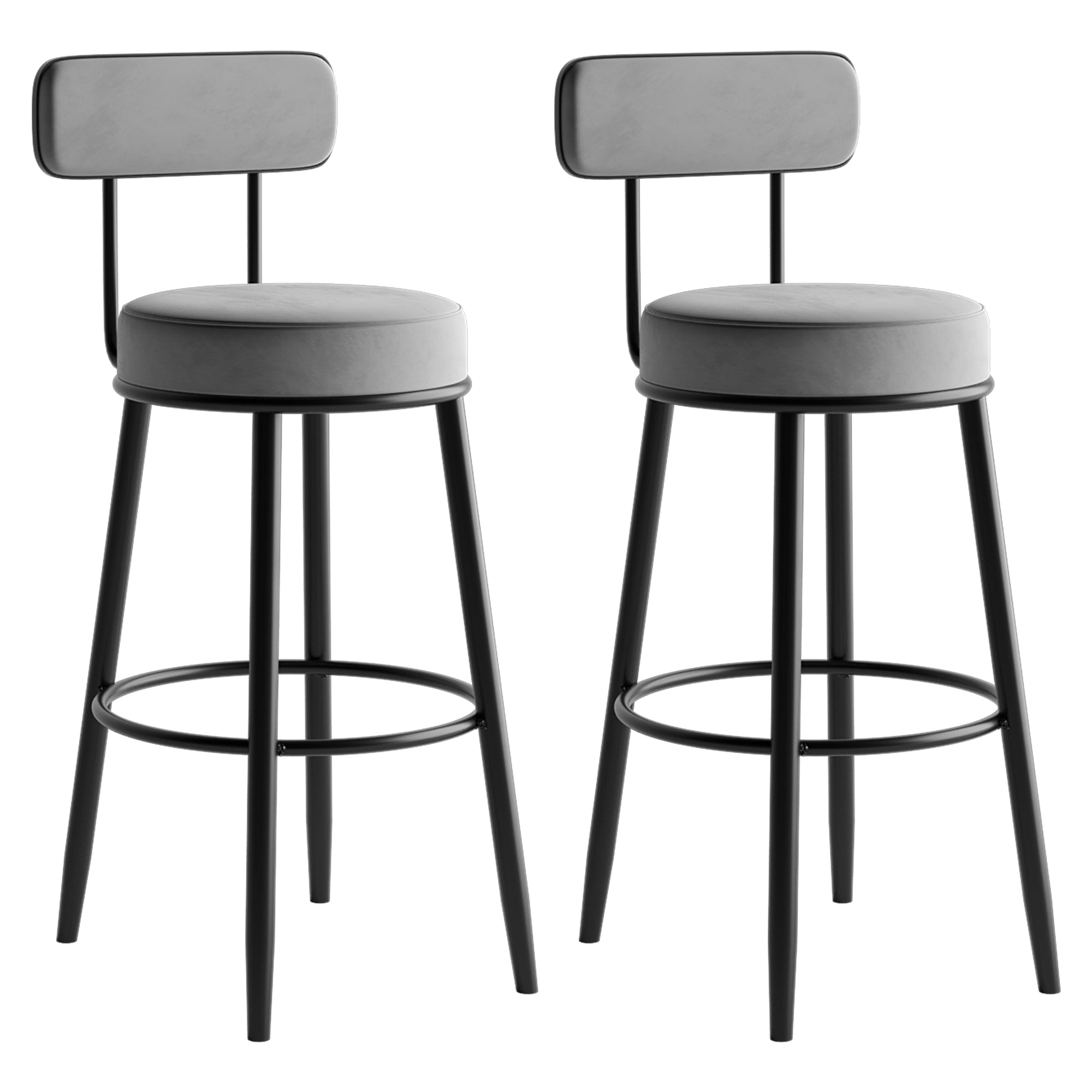 Scandinavian Velvet Footrest Bar Stool Matte Finish Low Back Home Stool