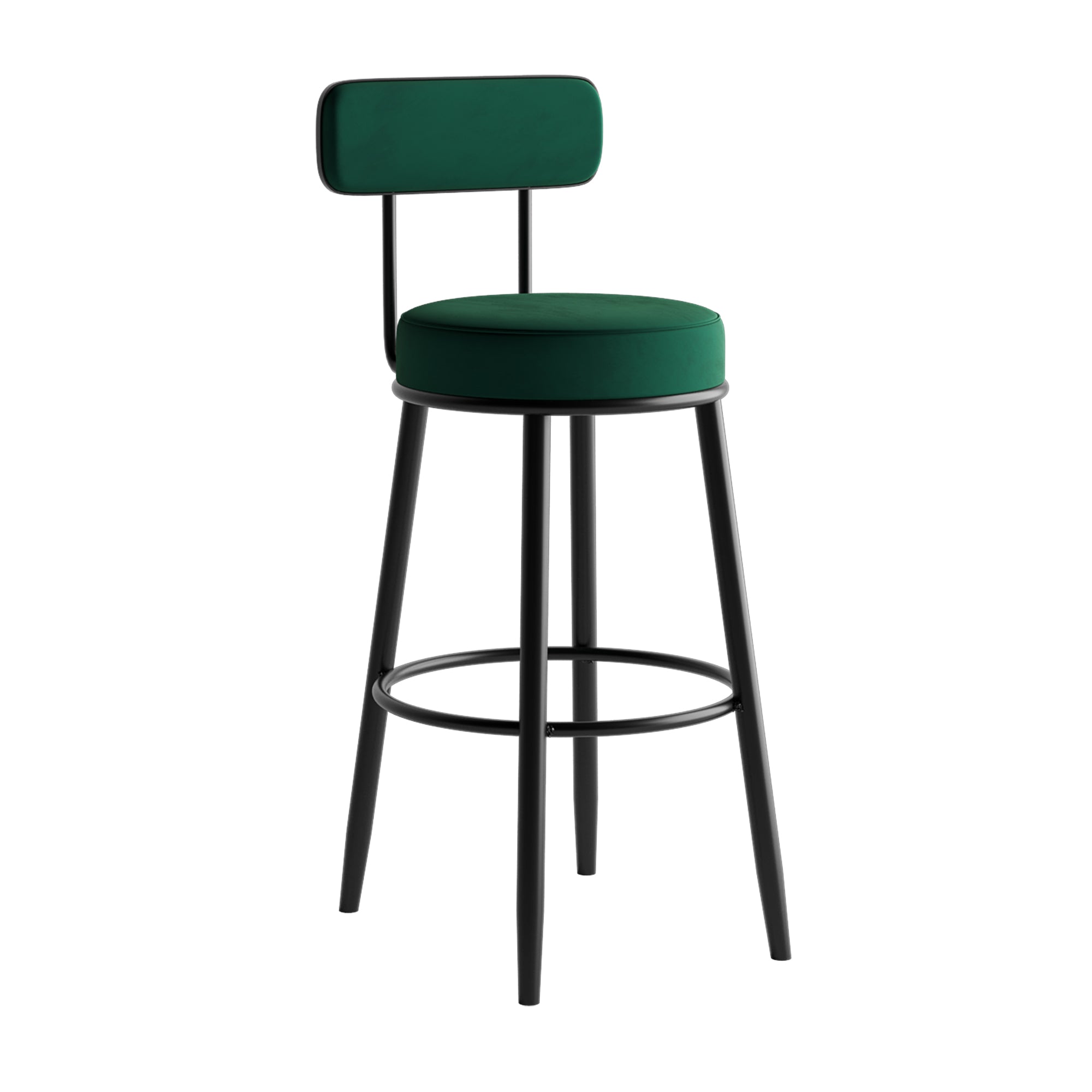 Scandinavian Velvet Footrest Bar Stool Matte Finish Low Back Home Stool