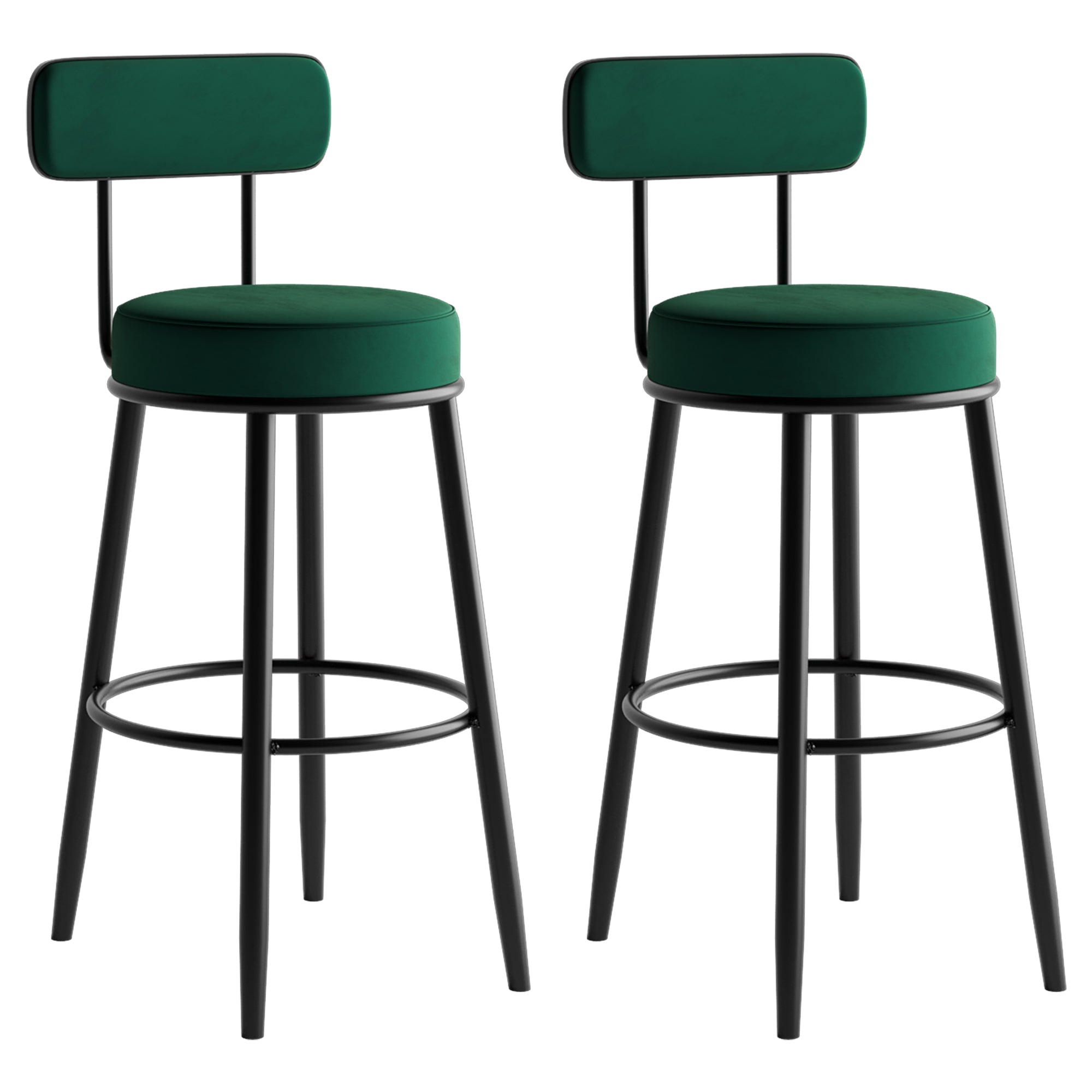 Scandinavian Velvet Footrest Bar Stool Matte Finish Low Back Home Stool