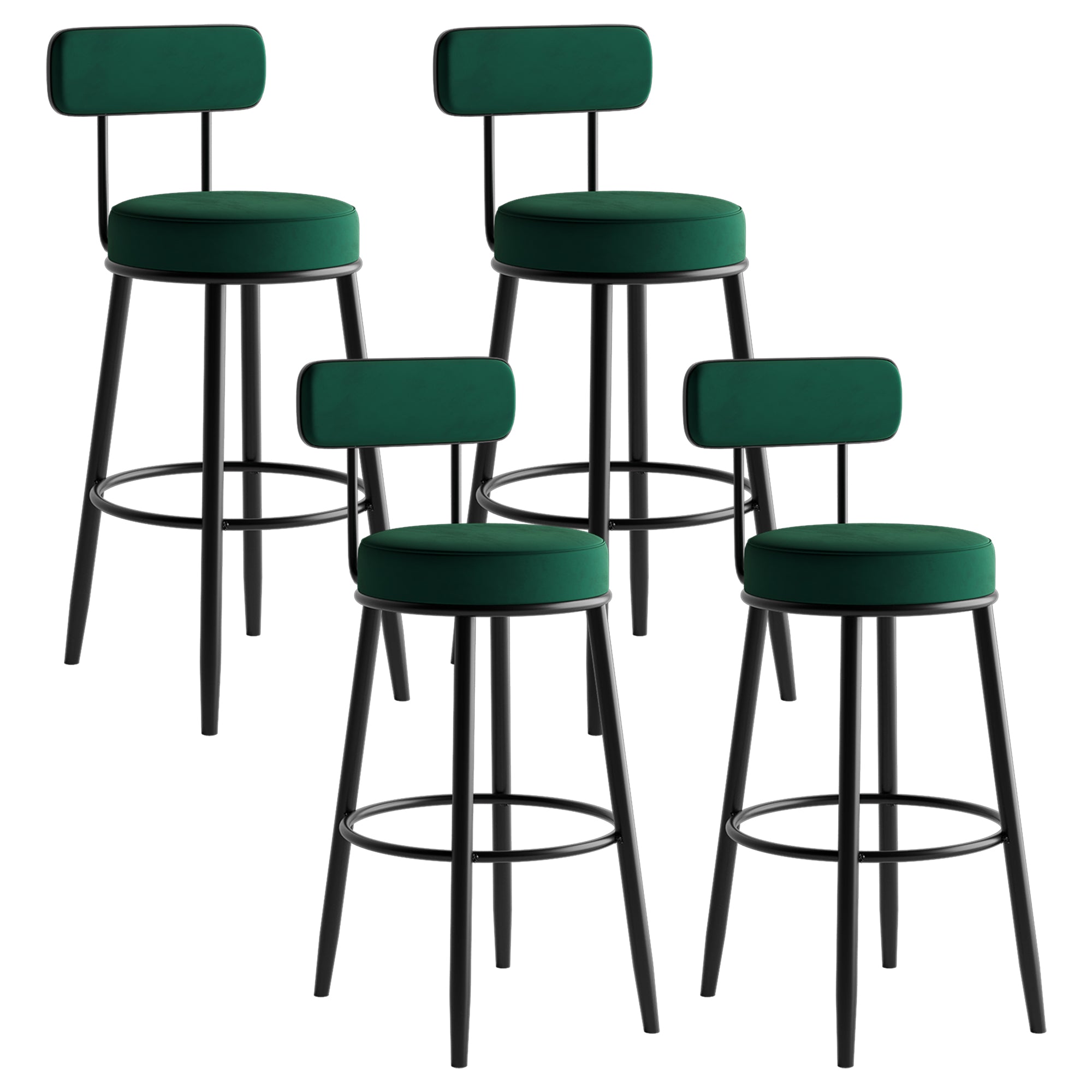 Scandinavian Velvet Footrest Bar Stool Matte Finish Low Back Home Stool