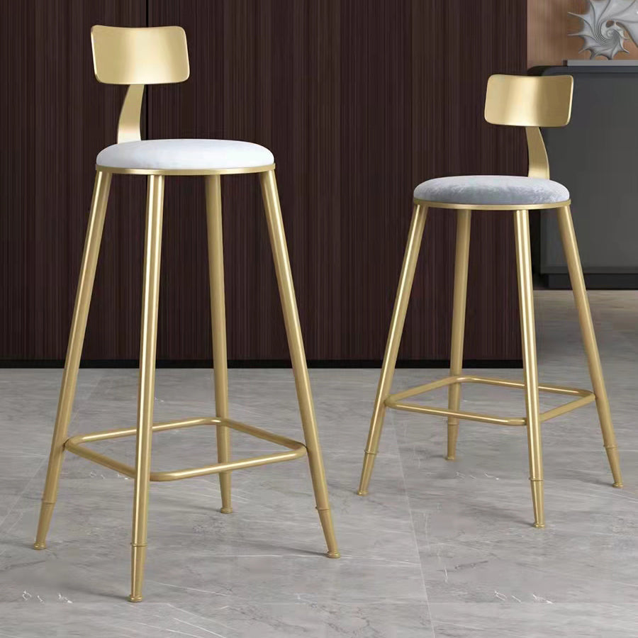 Glam Velvet Low Back Bar Stool Matte Finish Footrest Home Stool