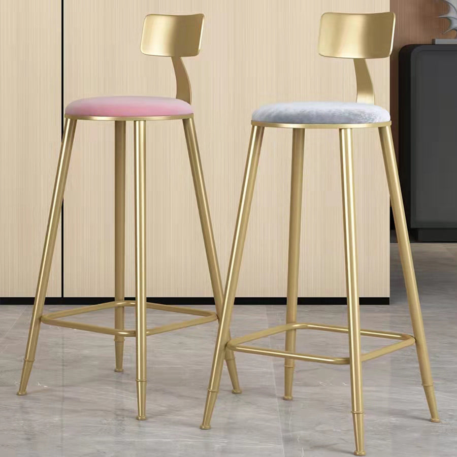 Glam Velvet Low Back Bar Stool Matte Finish Footrest Home Stool
