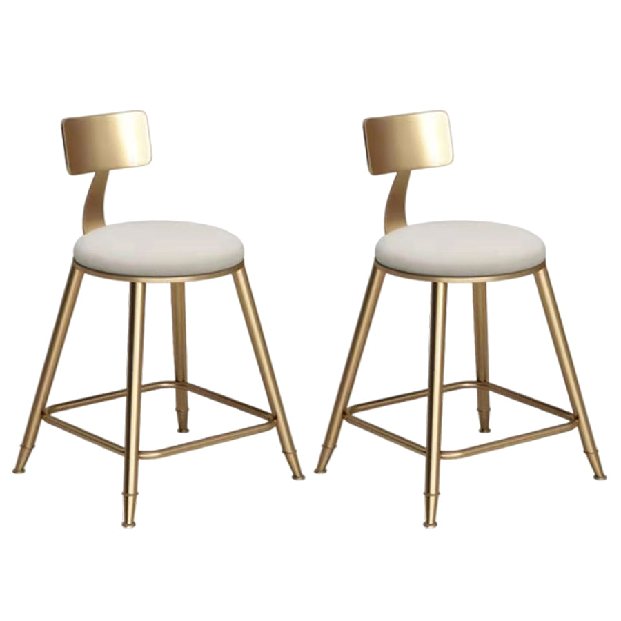 Glam Velvet Low Back Bar Stool Matte Finish Footrest Home Stool