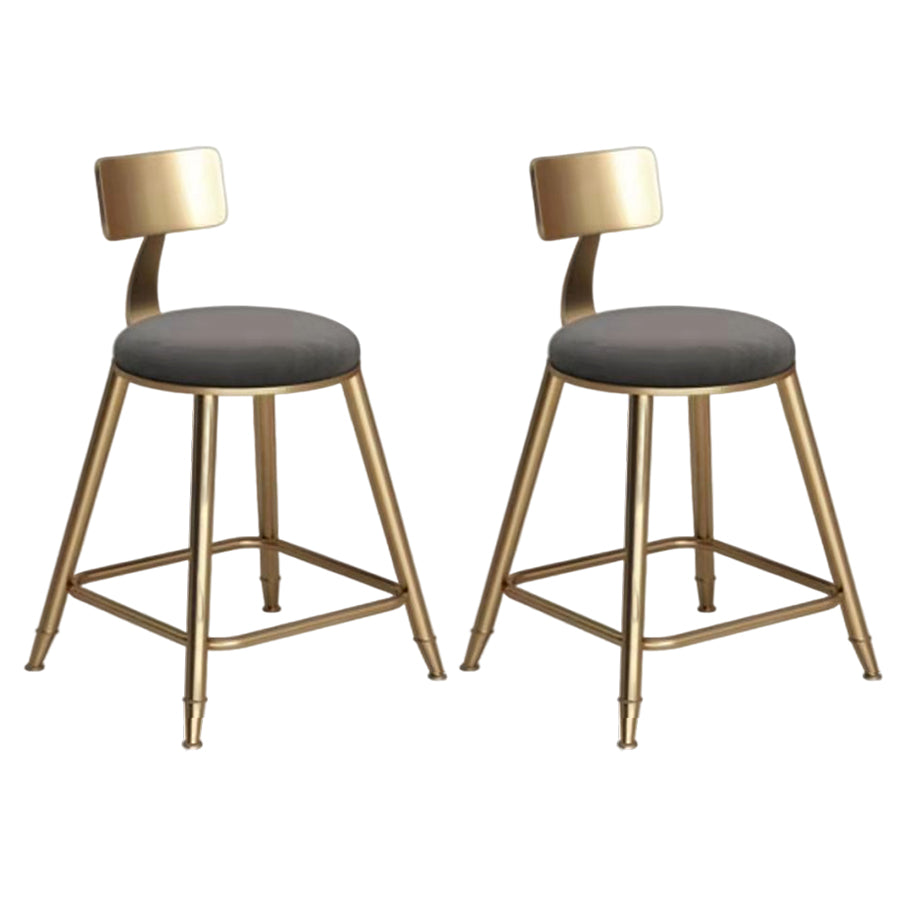 Glam Velvet Low Back Bar Stool Matte Finish Footrest Home Stool