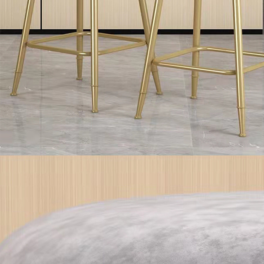 Glam Velvet Low Back Bar Stool Matte Finish Footrest Home Stool