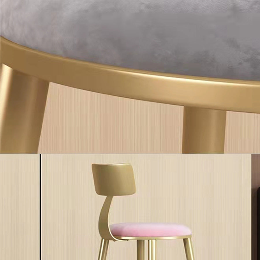 Glam Velvet Low Back Bar Stool Matte Finish Footrest Home Stool