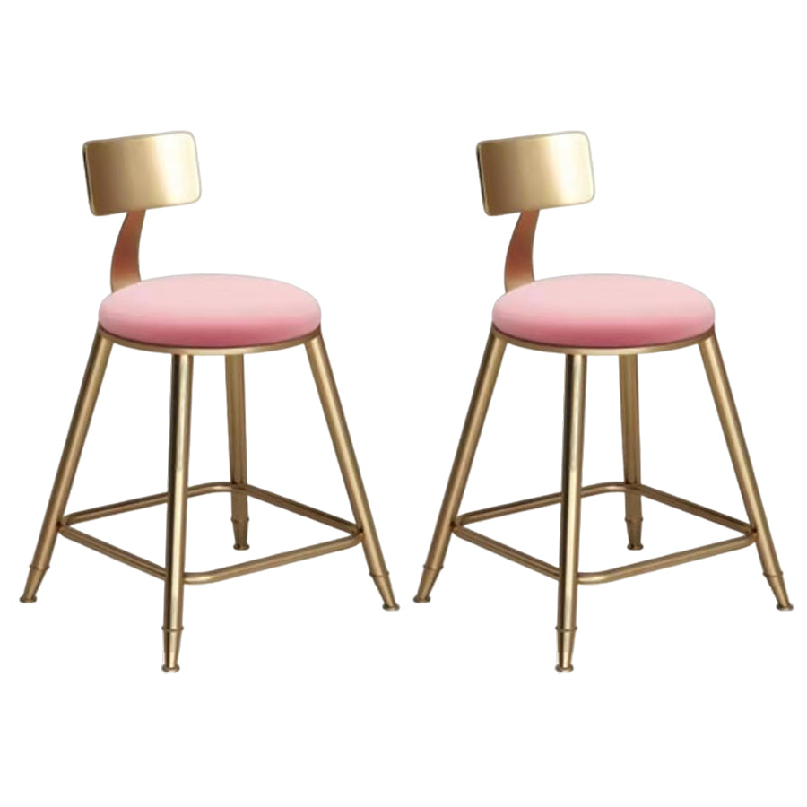 Glam Velvet Low Back Bar Stool Matte Finish Footrest Home Stool