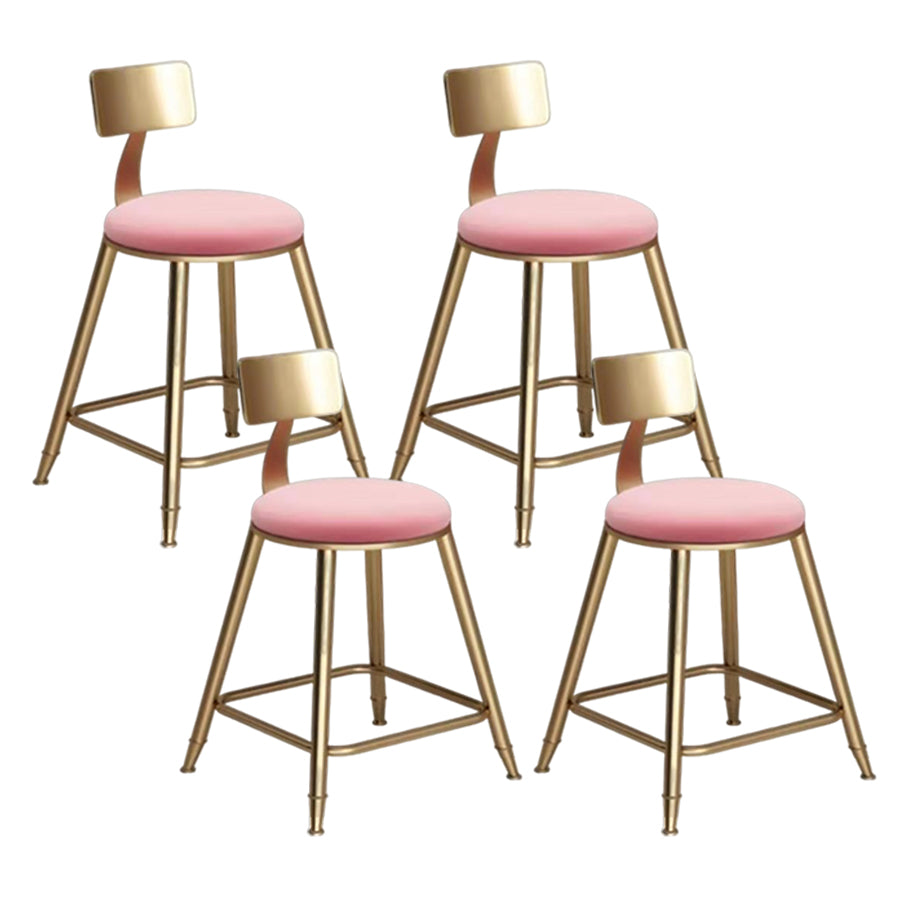 Glam Velvet Low Back Bar Stool Matte Finish Footrest Home Stool