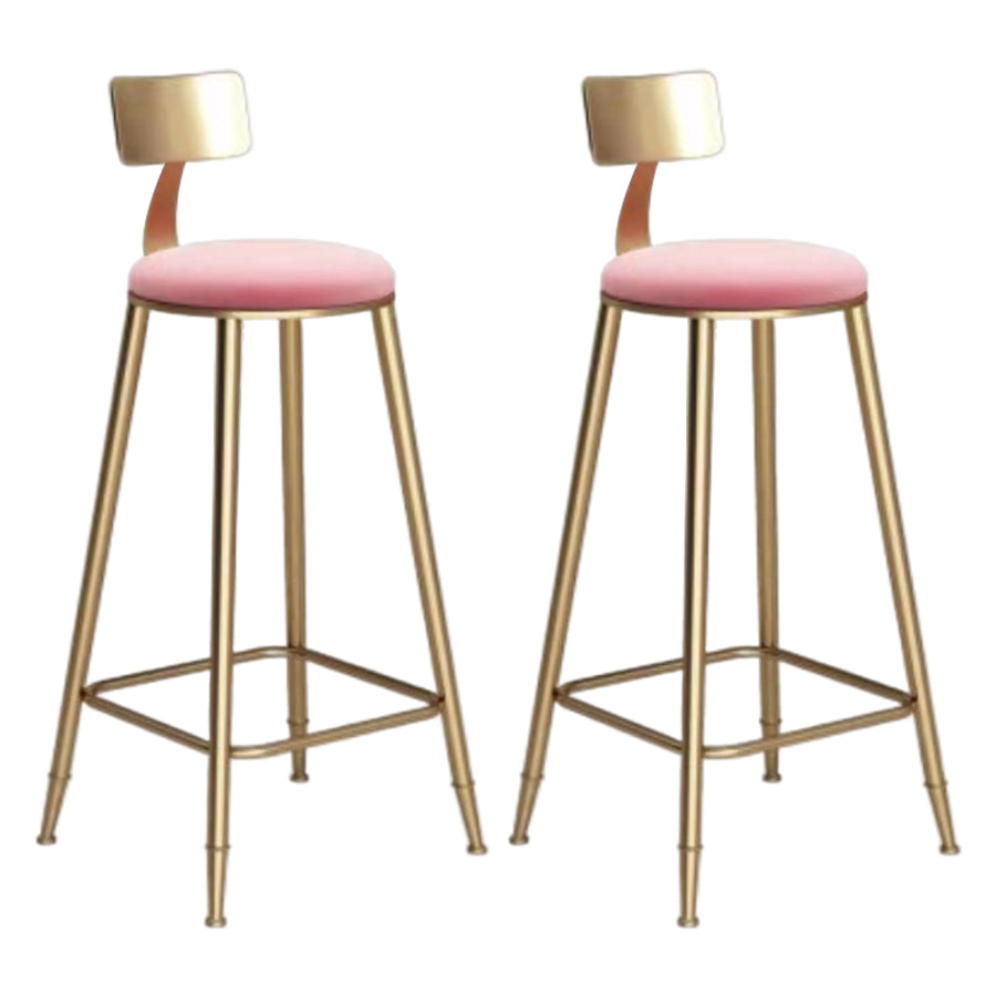 Glam Velvet Low Back Bar Stool Matte Finish Footrest Home Stool