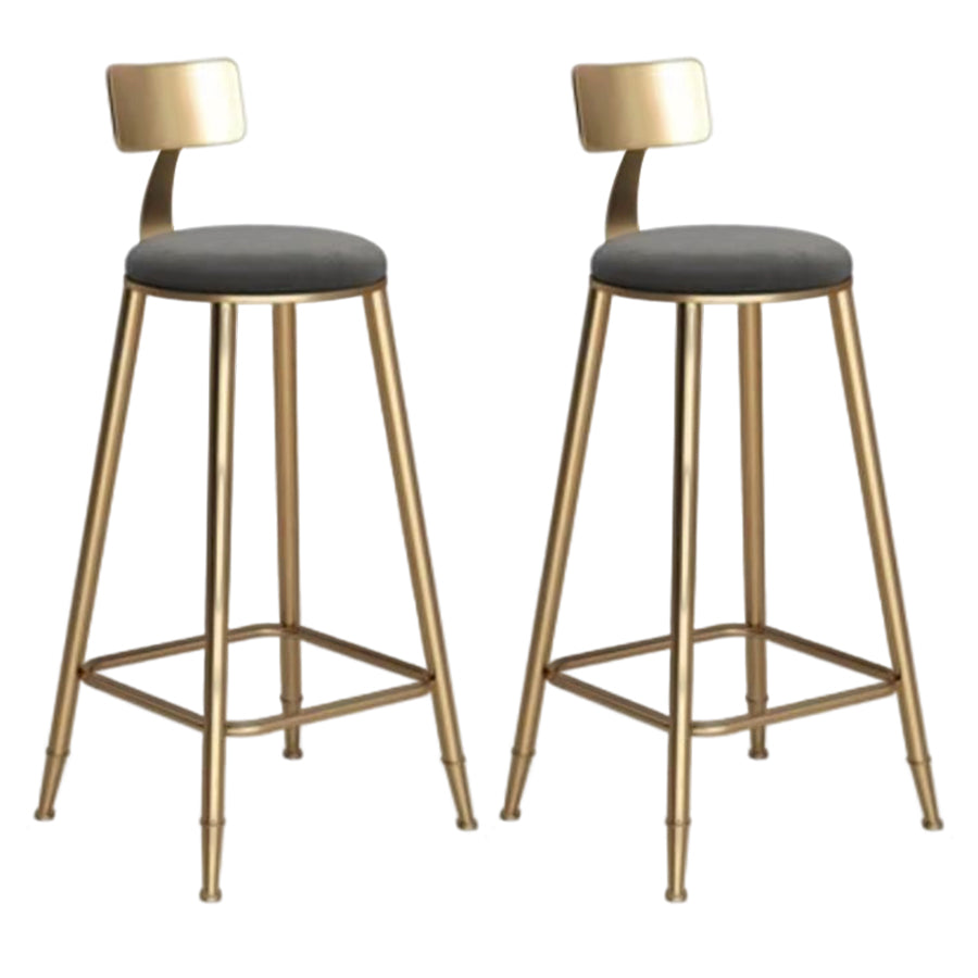 Glam Velvet Low Back Bar Stool Matte Finish Footrest Home Stool