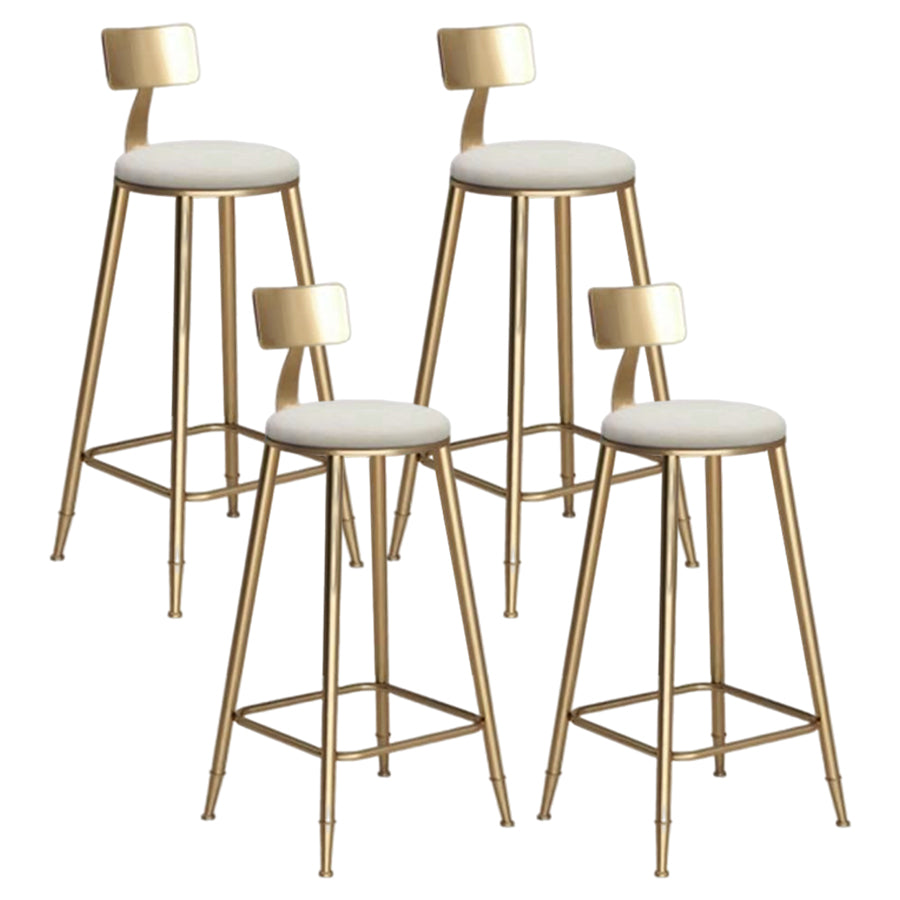 Glam Velvet Low Back Bar Stool Matte Finish Footrest Home Stool