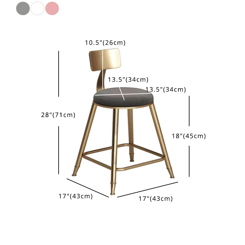 Glam Velvet Low Back Bar Stool Matte Finish Footrest Home Stool