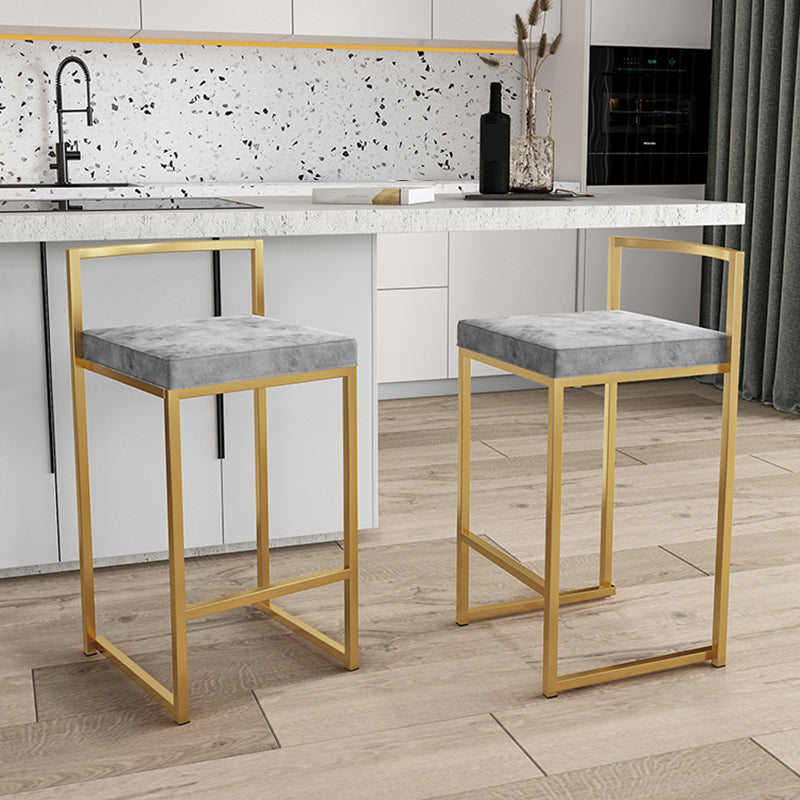 Glam Footrest Upholstered Bar Stool Matte Finish Home Low Back Stool