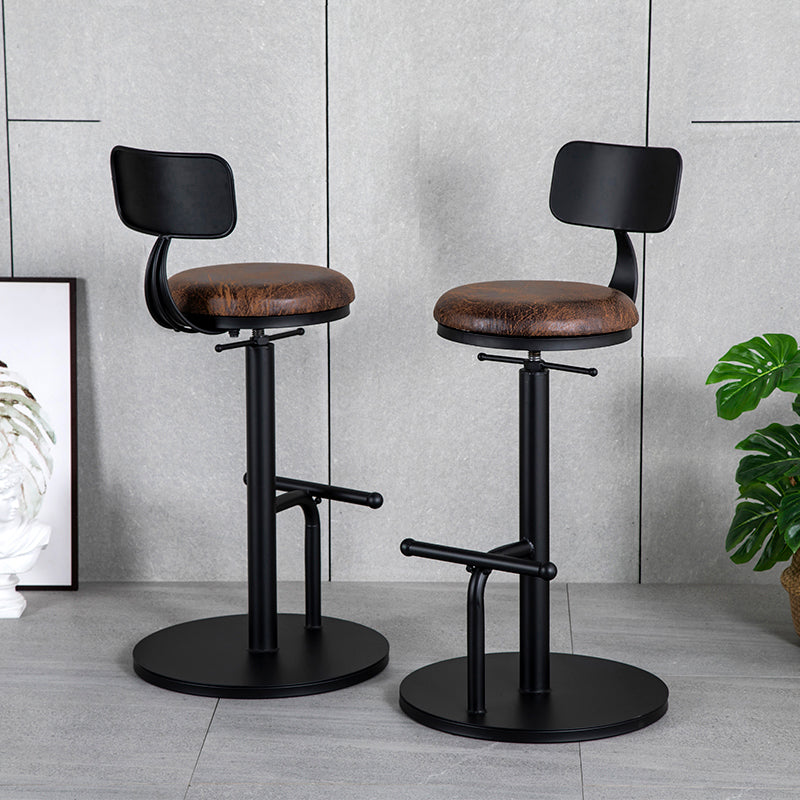 Industrial Adjustable Height Swivel Bar Stool Black Footrest Home Stool