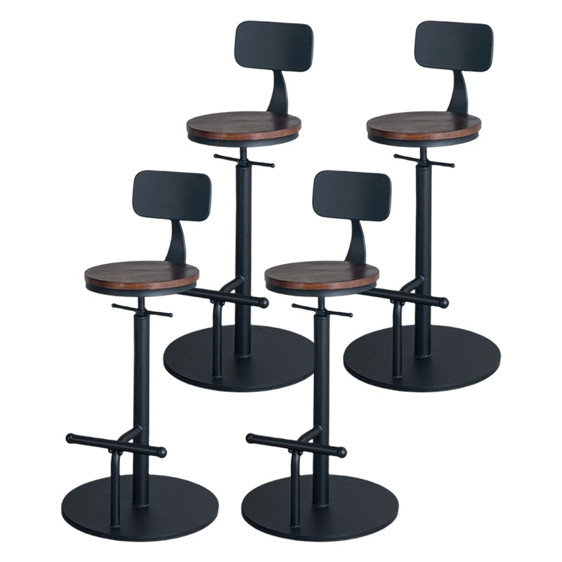 Industrial Adjustable Height Swivel Bar Stool Black Footrest Home Stool