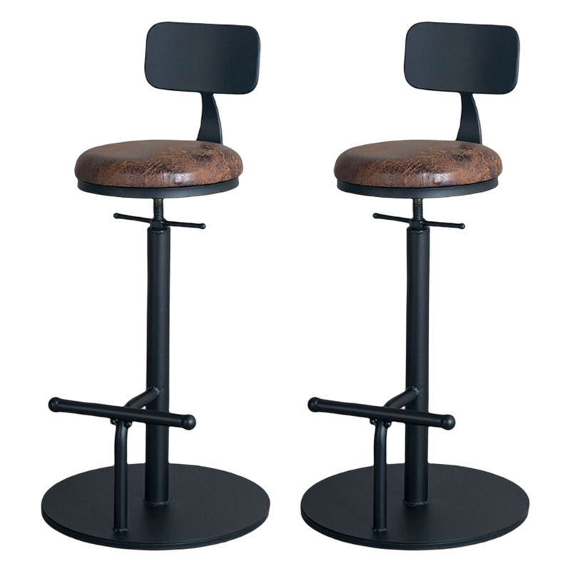 Industrial Adjustable Height Swivel Bar Stool Black Footrest Home Stool