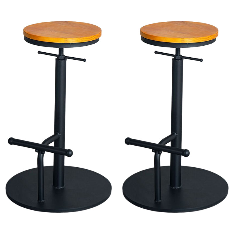Industrial Adjustable Height Swivel Bar Stool Black Footrest Home Stool