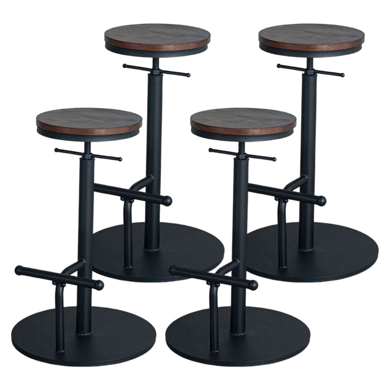 Industrial Adjustable Height Swivel Bar Stool Black Footrest Home Stool