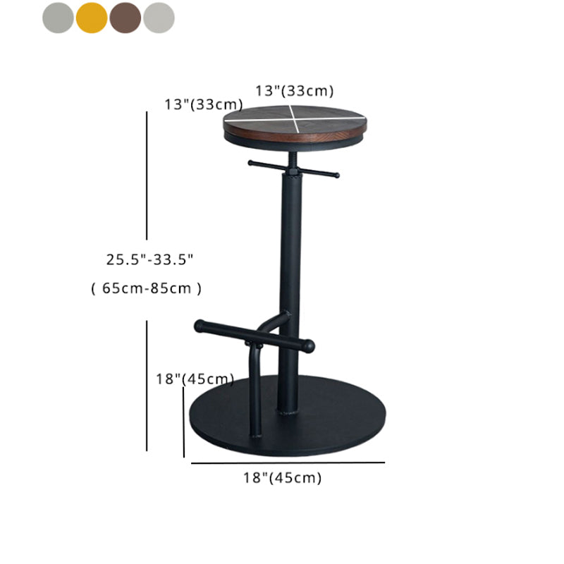 Industrial Adjustable Height Swivel Bar Stool Black Footrest Home Stool