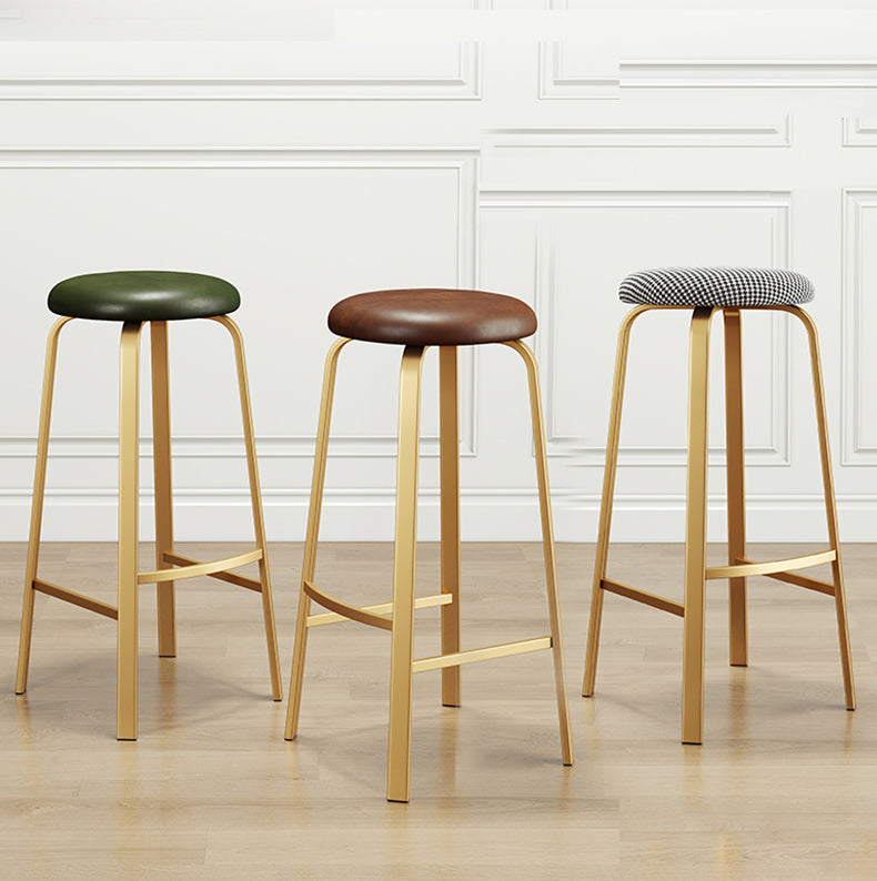 Footrest Upholstered Armless Bar Stool Matte Finish Backless Home Stool