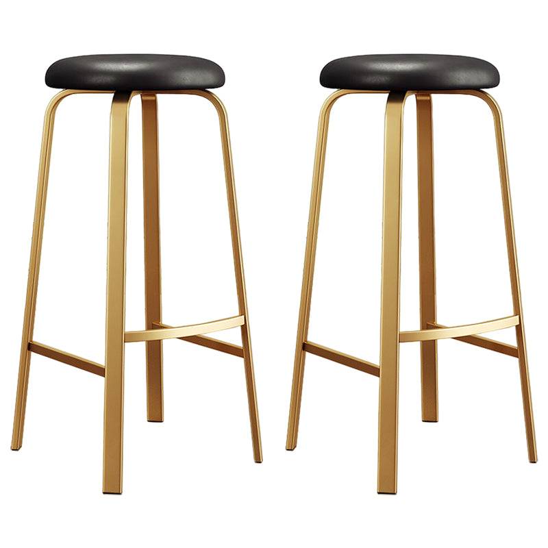 Footrest Upholstered Armless Bar Stool Matte Finish Backless Home Stool