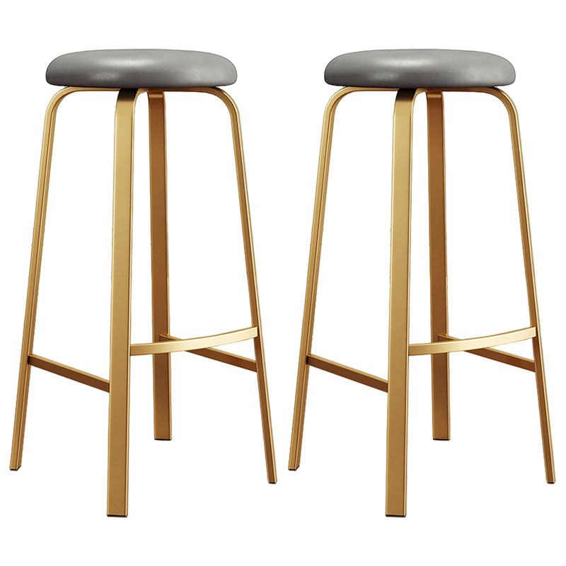 Footrest Upholstered Armless Bar Stool Matte Finish Backless Home Stool