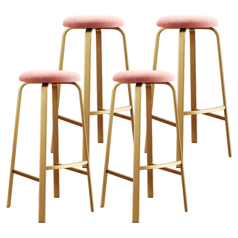 Footrest Upholstered Armless Bar Stool Matte Finish Backless Home Stool