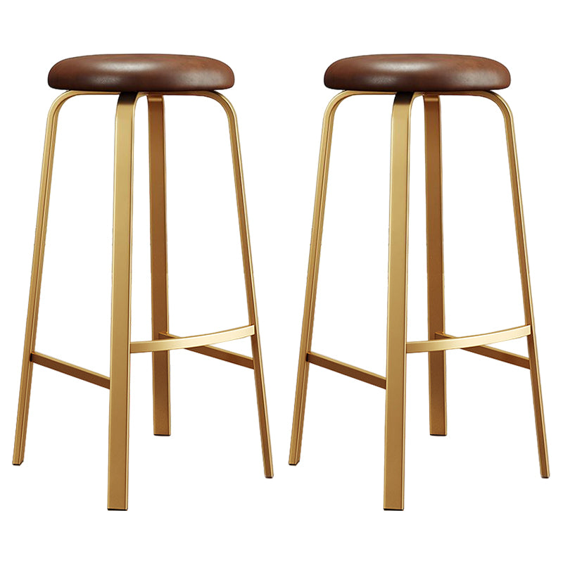 Footrest Upholstered Armless Bar Stool Matte Finish Backless Home Stool