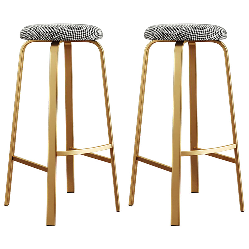 Footrest Upholstered Armless Bar Stool Matte Finish Backless Home Stool