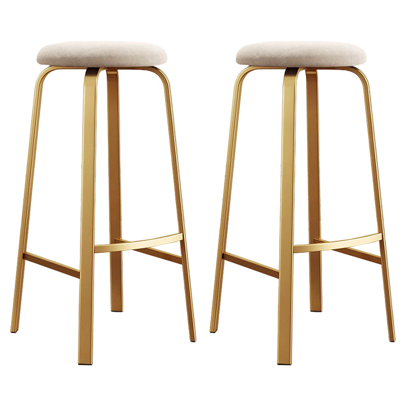 Footrest Upholstered Armless Bar Stool Matte Finish Backless Home Stool