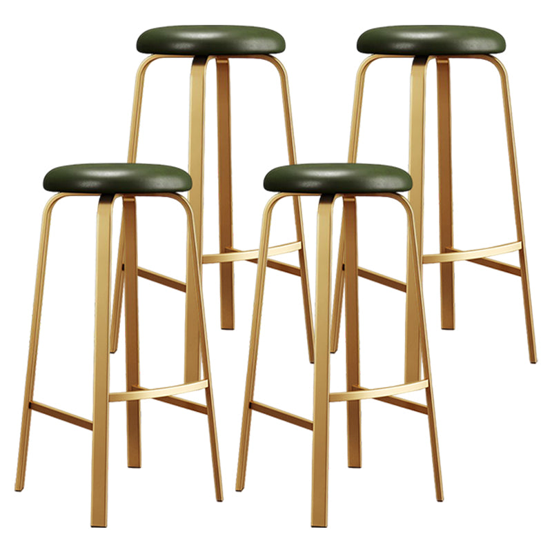 Footrest Upholstered Armless Bar Stool Matte Finish Backless Home Stool