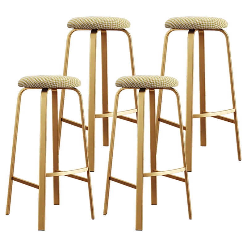 Footrest Upholstered Armless Bar Stool Matte Finish Backless Home Stool