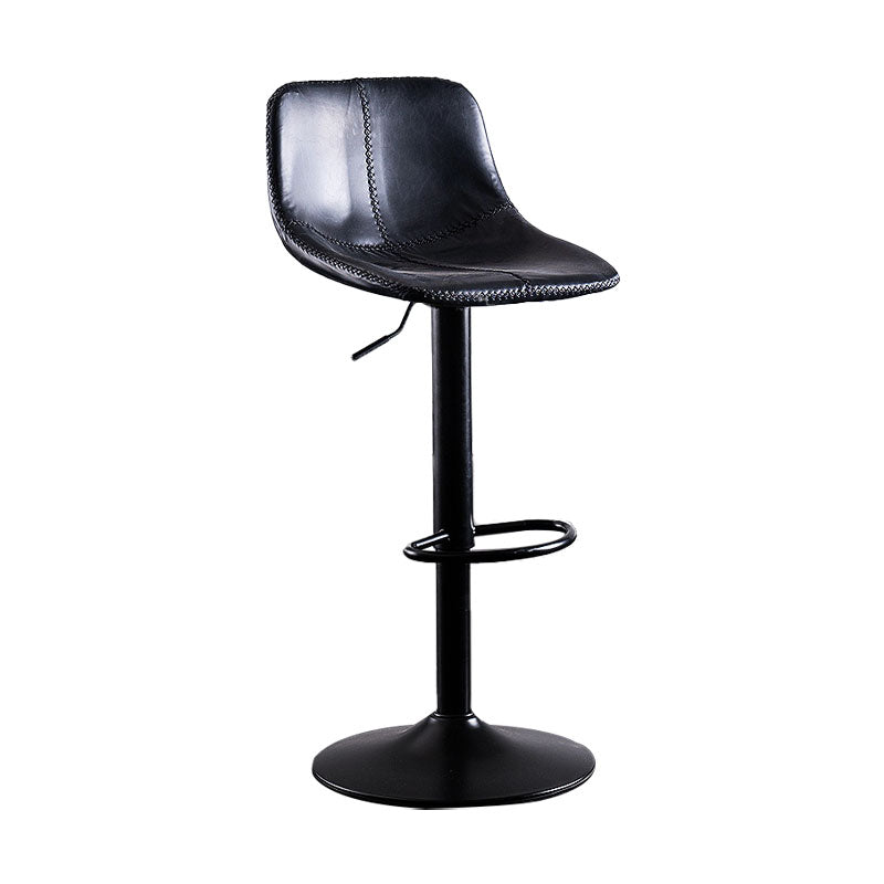 Contemporary Adjustable Height Home Stool Matte Finish Leather Barstool