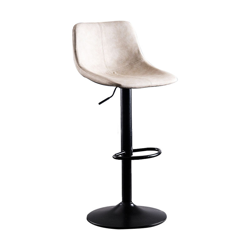 Contemporary Adjustable Height Home Stool Matte Finish Leather Barstool