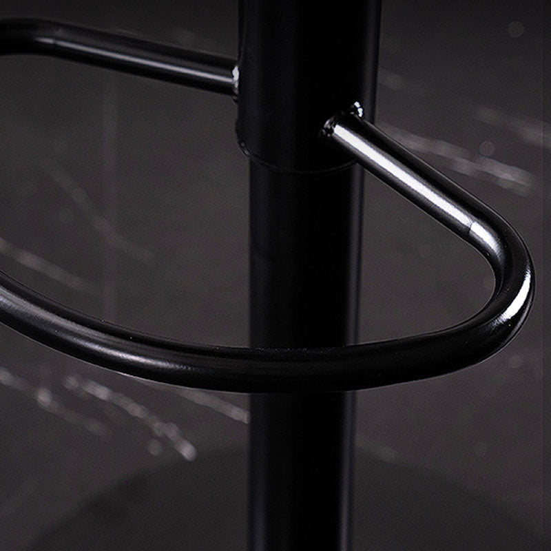 Contemporary Adjustable Height Home Stool Matte Finish Leather Barstool