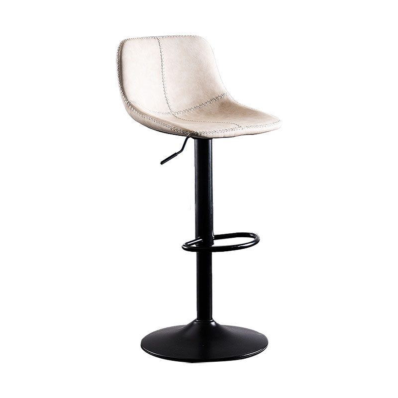 Contemporary Adjustable Height Home Stool Matte Finish Leather Barstool