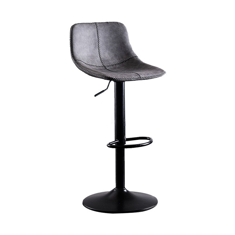 Contemporary Adjustable Height Home Stool Matte Finish Leather Barstool