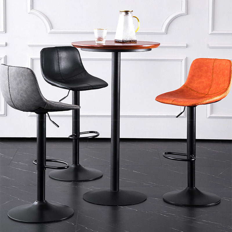 Contemporary Adjustable Height Home Stool Matte Finish Leather Barstool