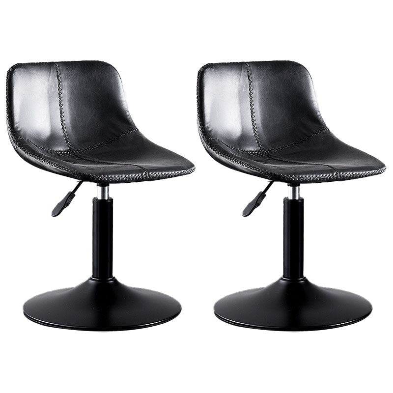 Contemporary Adjustable Height Home Stool Matte Finish Leather Barstool