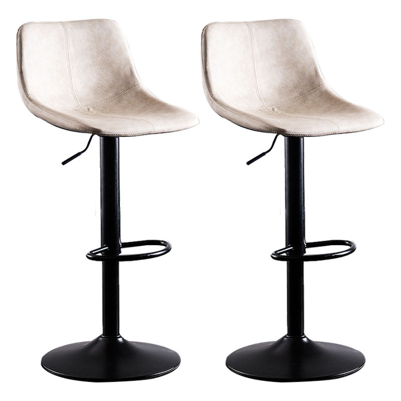 Contemporary Adjustable Height Home Stool Matte Finish Leather Barstool