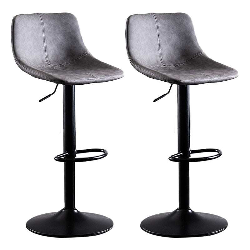 Contemporary Adjustable Height Home Stool Matte Finish Leather Barstool