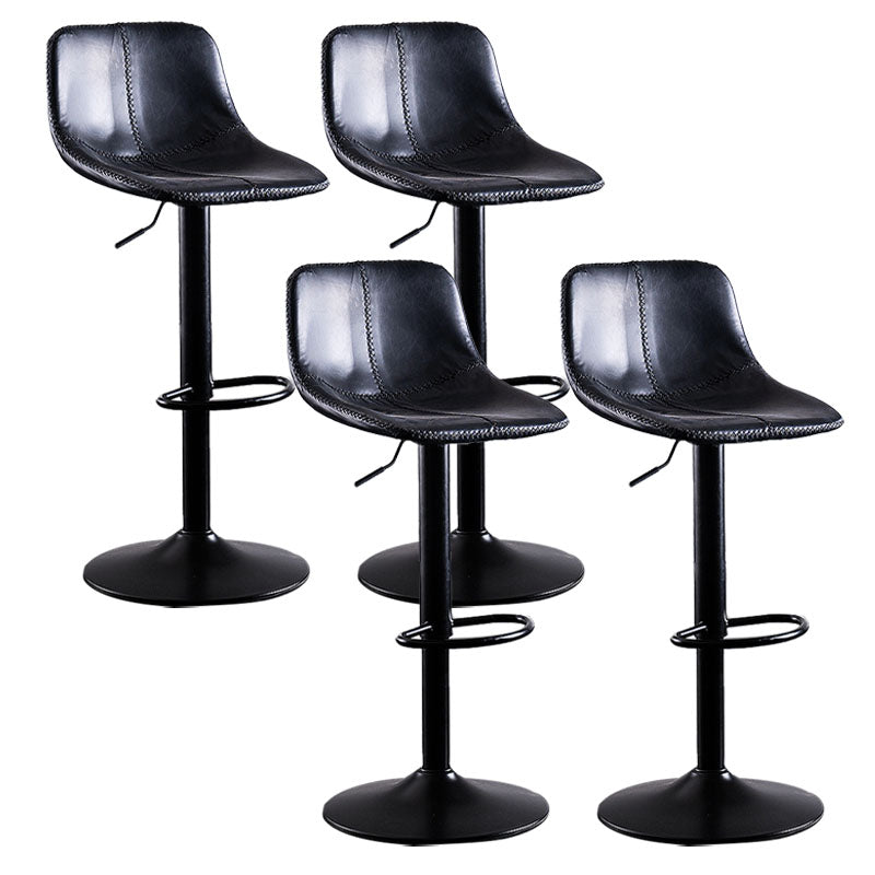 Contemporary Adjustable Height Home Stool Matte Finish Leather Barstool