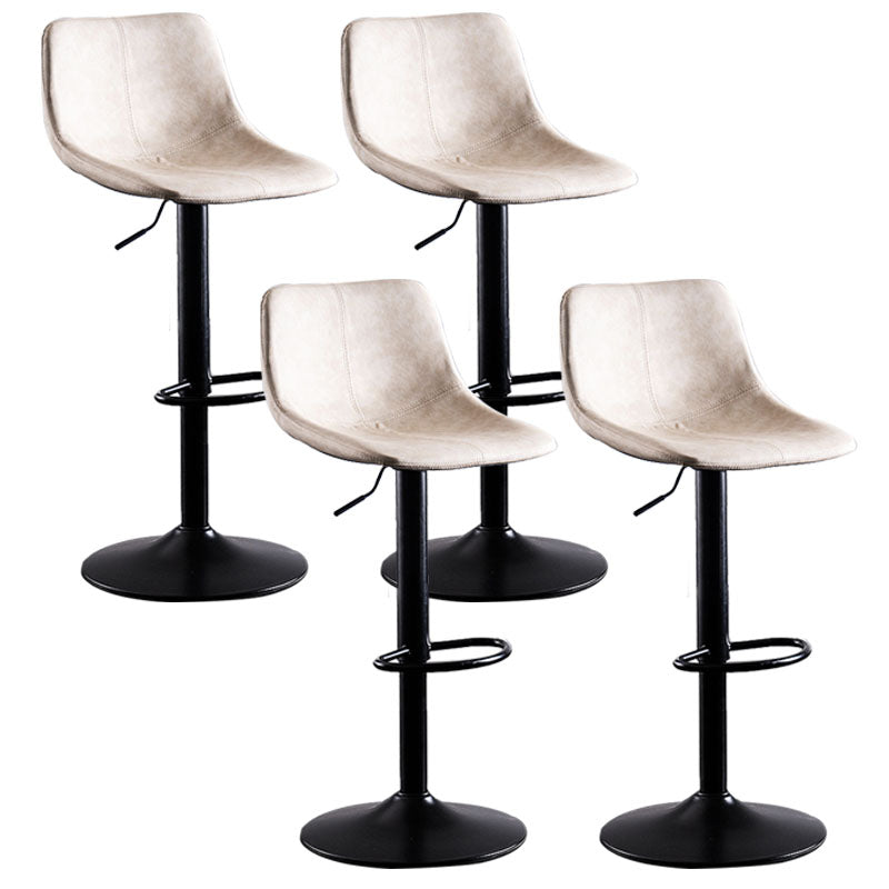 Contemporary Adjustable Height Home Stool Matte Finish Leather Barstool