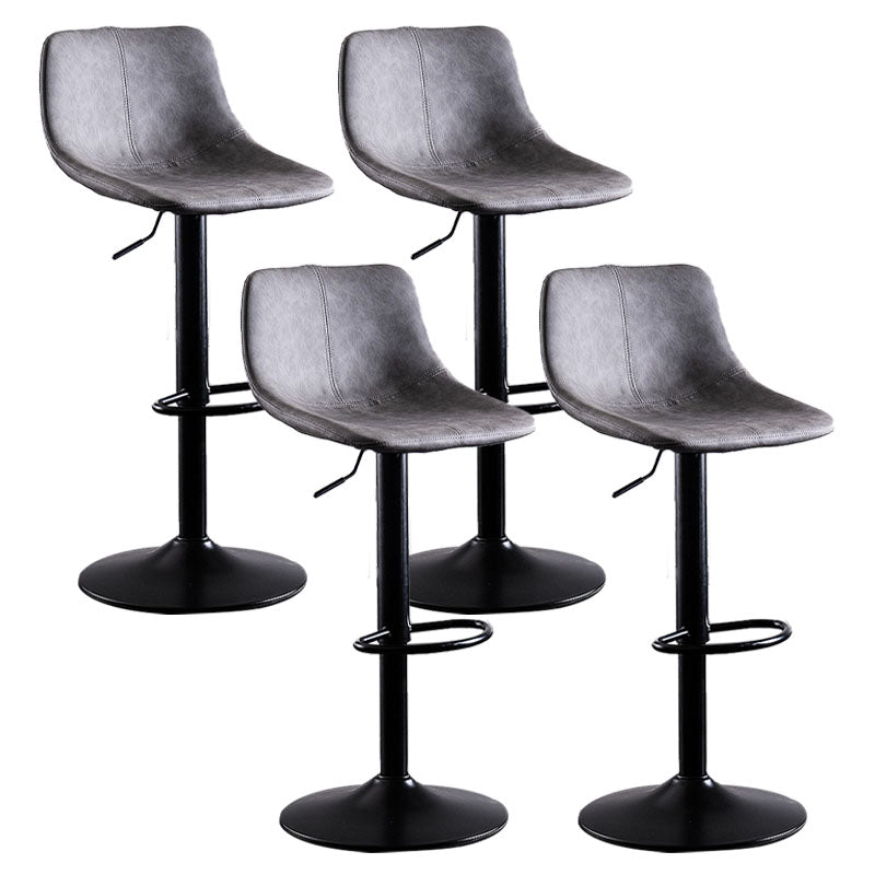 Contemporary Adjustable Height Home Stool Matte Finish Leather Barstool