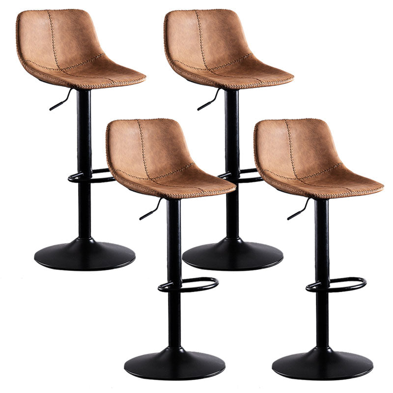 Contemporary Adjustable Height Home Stool Matte Finish Leather Barstool