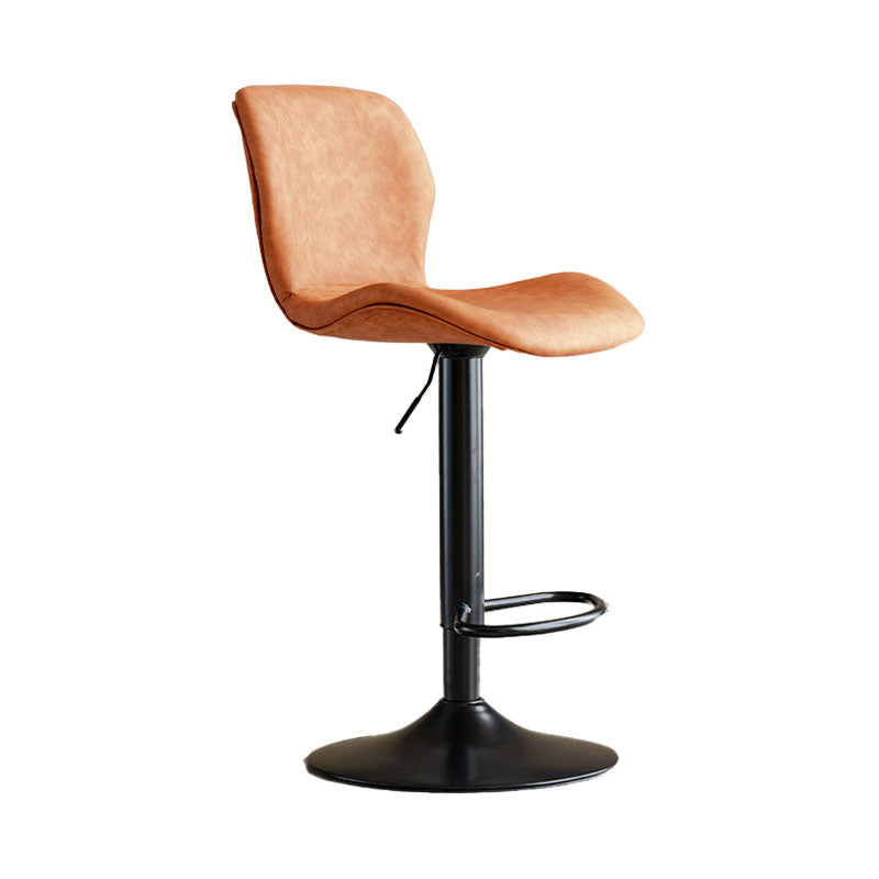 Contemporary Swivel Adjustable Height Stool Matte Finish Leather Barstool