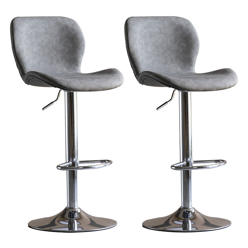 Contemporary Swivel Adjustable Height Stool Matte Finish Leather Barstool