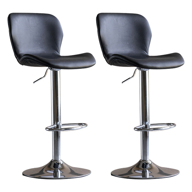 Contemporary Swivel Adjustable Height Stool Matte Finish Leather Barstool